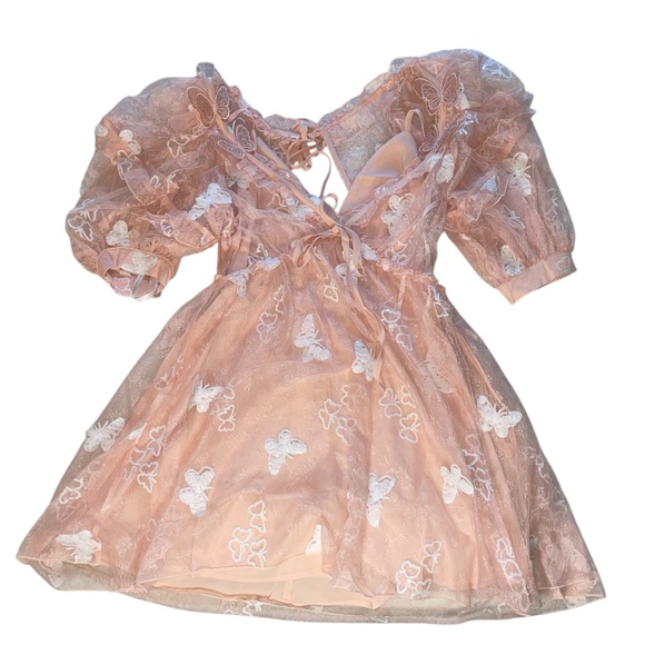 For Love and Lemons Shari Pink Sequin Butterfly Mini Dress - Picture 3 of 12